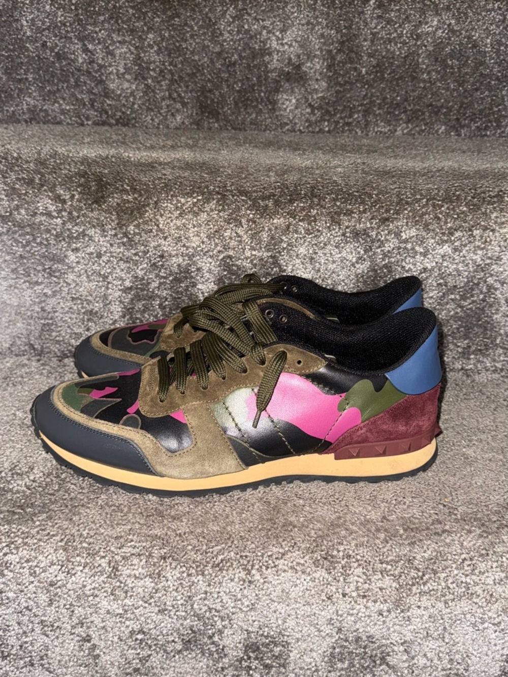 Multicolor Women's Fashion Sneaker - Pink & Olive Accent